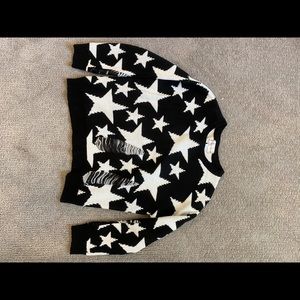 Star distressed sweater